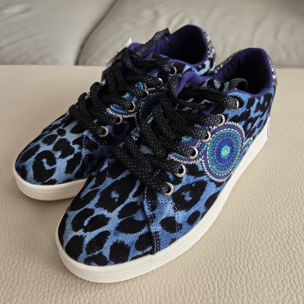 NWT - Desigual Women's Leopard Glitter Sneakers - EU 37/US 6.5
